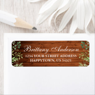 Etiqueta Watercolor Greenerence Wood Eucalyptus Return Addr