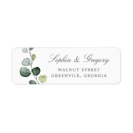 Etiqueta Watercolor Greenery Eucalyptus Leaf Address Label