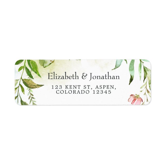 Etiqueta Watercolor Greenery Wedding (Frente)