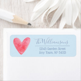 Etiqueta Watercolor Heart on Pale Blue