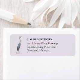 Etiqueta Watercolor Heron Vintage Hand-Drawn Bird Address
