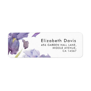 Etiqueta Watercolor Iris Floral Primavera Garden Address