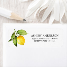 Etiqueta Watercolor Lemon Greenery Endereço de Devolução