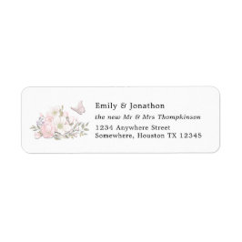 Etiqueta Watercolor Magnolia Return Name Address Weding