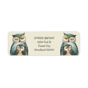 Etiqueta Watercolor Mama Owl & Owlet Return Address