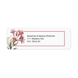 Etiqueta Watercolor Maroon Floral Wedding Address