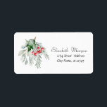 Etiqueta Watercolor Mistletoe Christmas<br><div class="desc">Mistura de aquarela em fundo branco. Um design elegante e sofisticado. Personalize com o seu nome e endereço.</div>