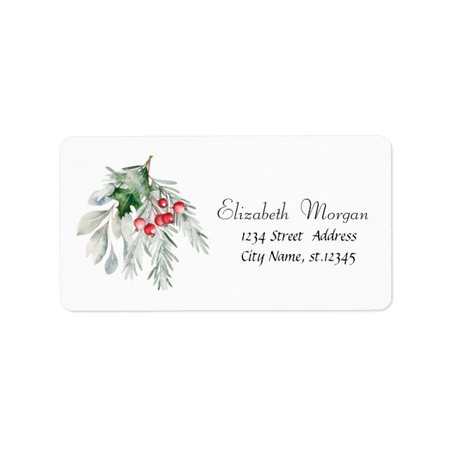 Etiqueta Watercolor Mistletoe Christmas (Frente)