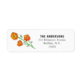 Etiqueta Watercolor Orange Marigolds Floral Return Address