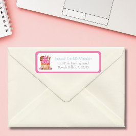 Etiqueta Watercolor Pink Cupcake Chocolate Endereço de Devo