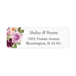 Etiqueta Watercolor Plum Purple Lilac Floral Return Address