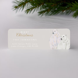 Etiqueta Watercolor Polar Bears Endereço de Natal