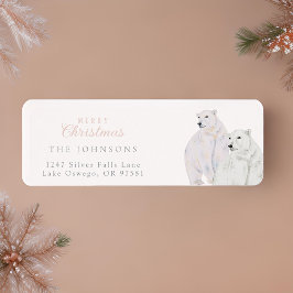 Etiqueta Watercolor Polar Bears Endereço de Natal