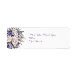 Etiqueta Watercolor Purple Cream Floral Wedding