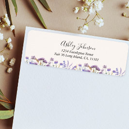 Etiqueta Watercolor Purple Wildflower Meadow Return Address