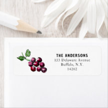 Watercolor Red Wine Graphics Return Address