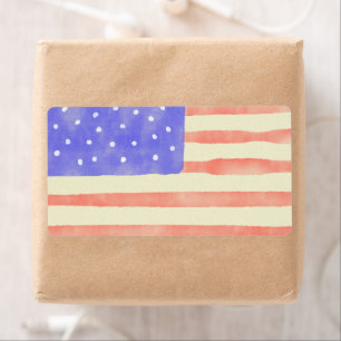 Etiqueta Watercolor rustic bandeira americana