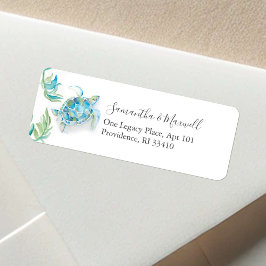 Etiqueta Watercolor Sea Turtle Beach Return Address