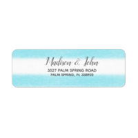 Watercolor Sky Blue Stripes Modern Beach Weds
