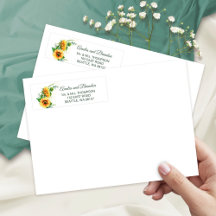 Watercolor Sunflower Rustic Wedtic Address Label