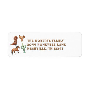 Etiqueta Watercolor Western Rodeo Horse Return Address