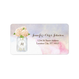 Etiqueta Watercolor White Hydrangeas Mason Jar Address