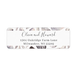 Etiqueta Watercolor White Seashell e Coral Return Address