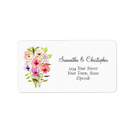 Etiqueta Watercolor Wildflower Buquê Casamento Address