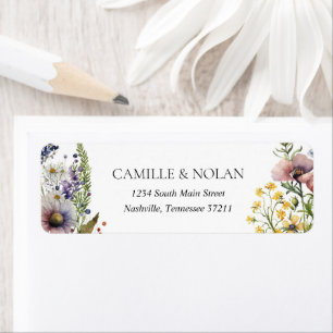 Etiqueta Watercolor Wildflower Garden Floral Return Address