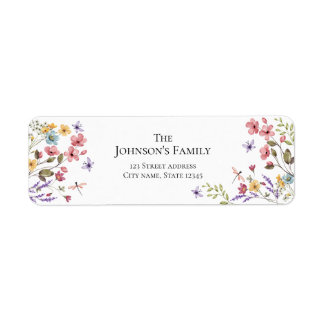 Etiqueta Watercolor Wildflower Girl 1st Birthday