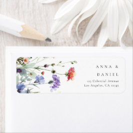 Etiqueta Watercolor Wildflower Wedding Return Address