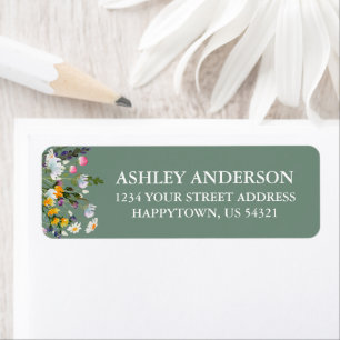 Etiqueta Watercolor Wilflower Return Address Sage Green