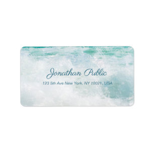 Etiqueta Waves Oil Painting Texto de Script Manuscrito Eleg