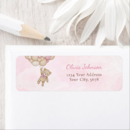 Etiqueta We Can Bearly Wait Pink Baby Shower Address