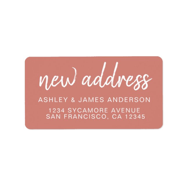 Etiqueta We’ve Moved Classic Terracotta New Address (Frente)