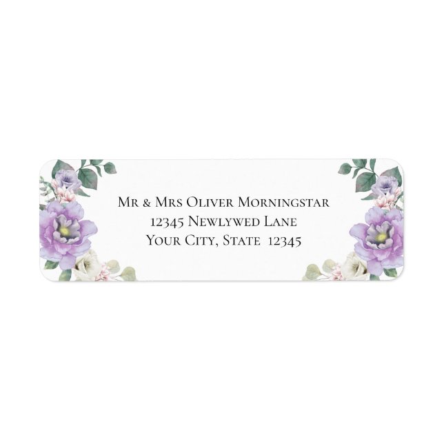 Etiqueta Wedding Floral Lavanda Peony (Frente)