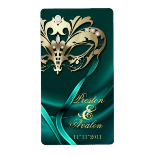 Etiqueta Wedding Jeweled do vinho do mascarada