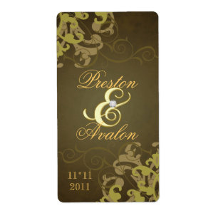 Etiqueta Wedding Jeweled ouro do vinho do