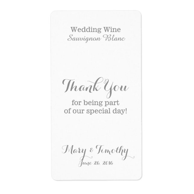 Etiqueta Weding Wine Obrigado (Frente)