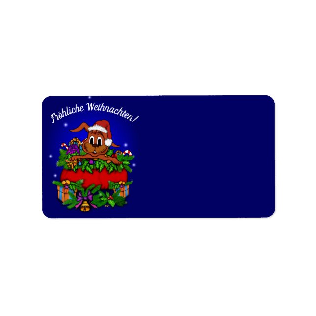Etiqueta Weihnachtskaninchen, Fröhliche Weihnachten! (Frente)