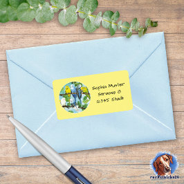 Etiqueta Wellensittiche - Aquarell-Design gelb |