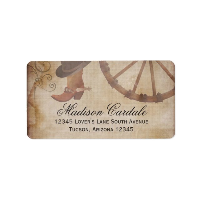 Etiqueta Western Cowboy Boots Wagon Address Labels (Frente)