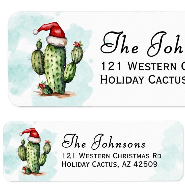 Etiqueta Western Holiday Cactus devolvido ao Natal (Western Holiday Cactus Christmas Return Address Label)
