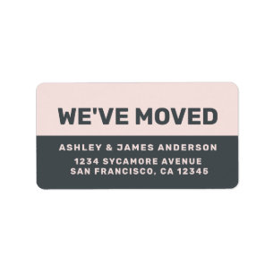 Etiqueta We've Moved Black Pastel Pink New Address Label