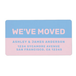 Etiqueta We've Moved Blue Pink New Address