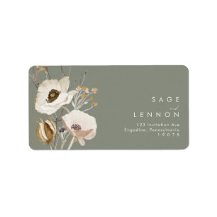 Etiqueta Whimsic Wildflower Sage Wedding RSVP Endereço