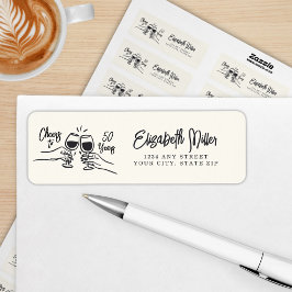 Etiqueta Whimsical Hand Drawn Cheers to 50 Years Birthday