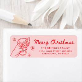 Etiqueta Whimsical Hand Drawn Christmas Return Address