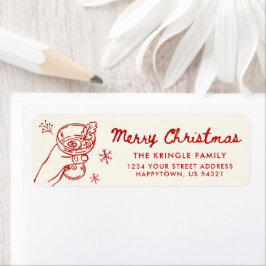 Etiqueta Whimsical Hand Drawn Christmas Return Address