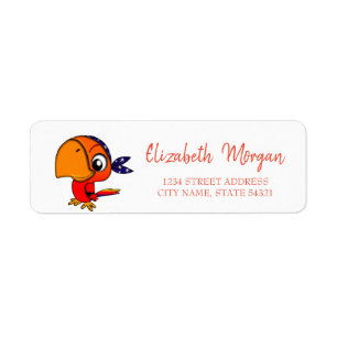 Etiqueta Whimsical , Parrot , White Address Label